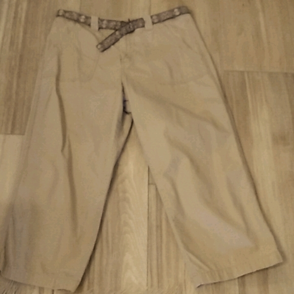 White Stag Pants - Khaki Belted Capris